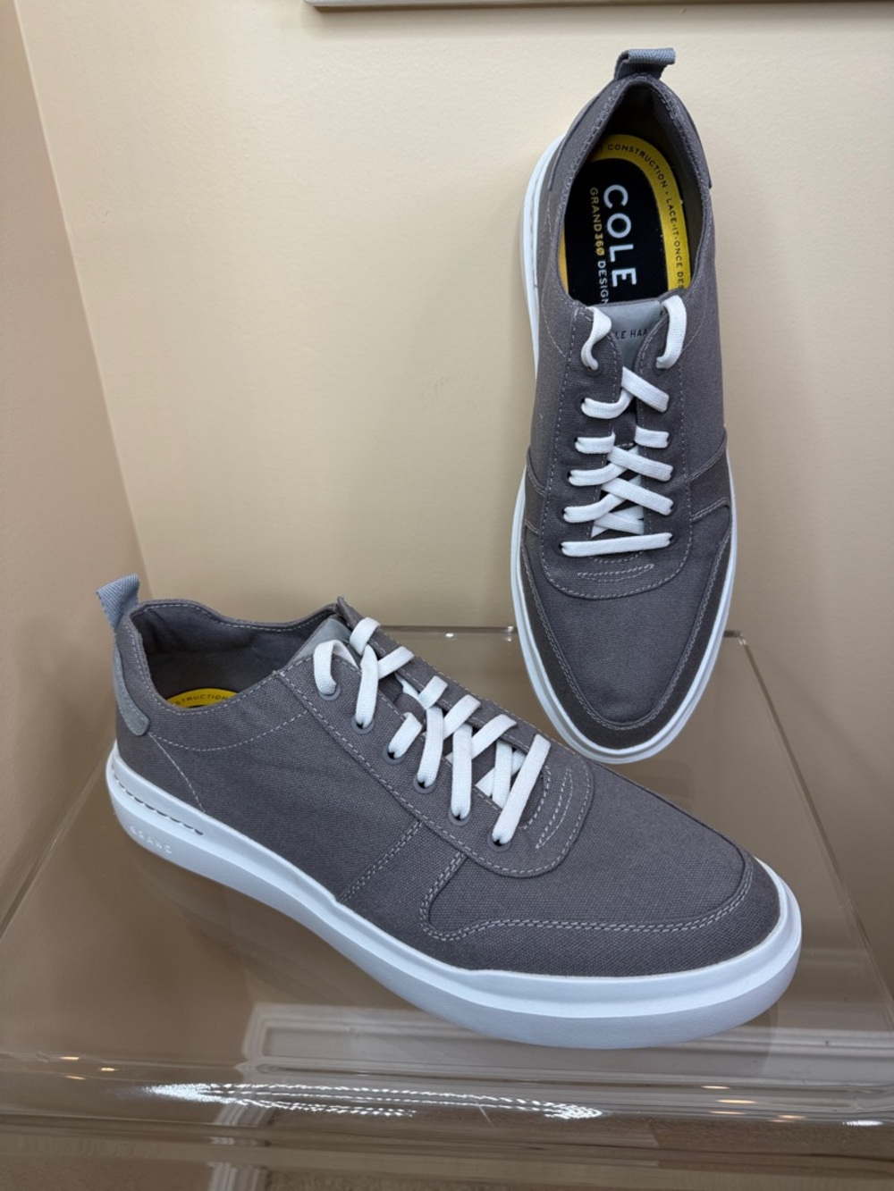 Cole Haan Men’s Gray Canvas Sneakers with White Sole